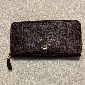 Coach Dark Brown Textured Wallet
